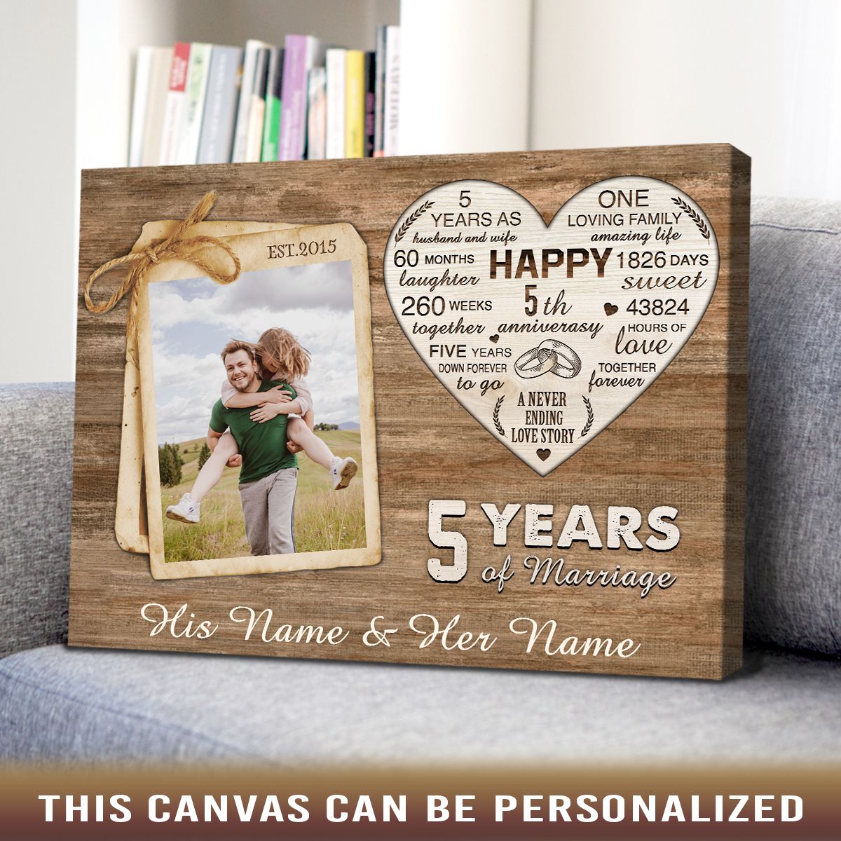 5 Year Anniversary Gift For Him, Five Years Wooden Anniversary Gifts For  Couple, Personalised Anniversary Gift For Husband Wife - Stunning Gift Store