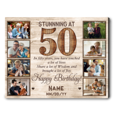 Customized Photo 50th Birthday Canvas Gift Idea For 50th Birthday