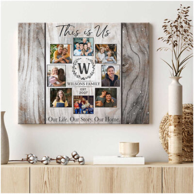 Customized Sign With Family Names Family Pictures Wall Art Canvas Print