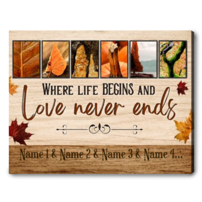 autumn fall decor gift idea personalized family name custom canvas print 01