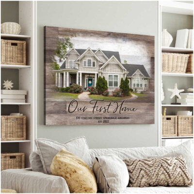 Personalized Housewarming Gift Our First Home Best Christmas Family Gift Canvas