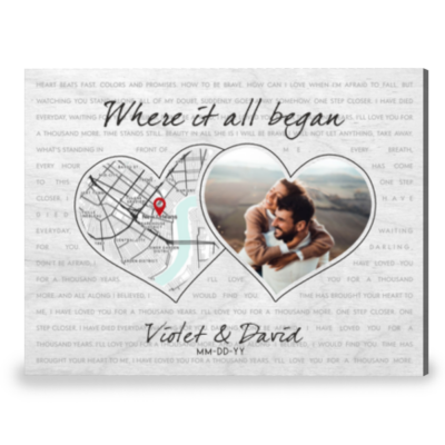 Personalized Couple Gift Lyrics Gift With Street Map Print Canvas Print