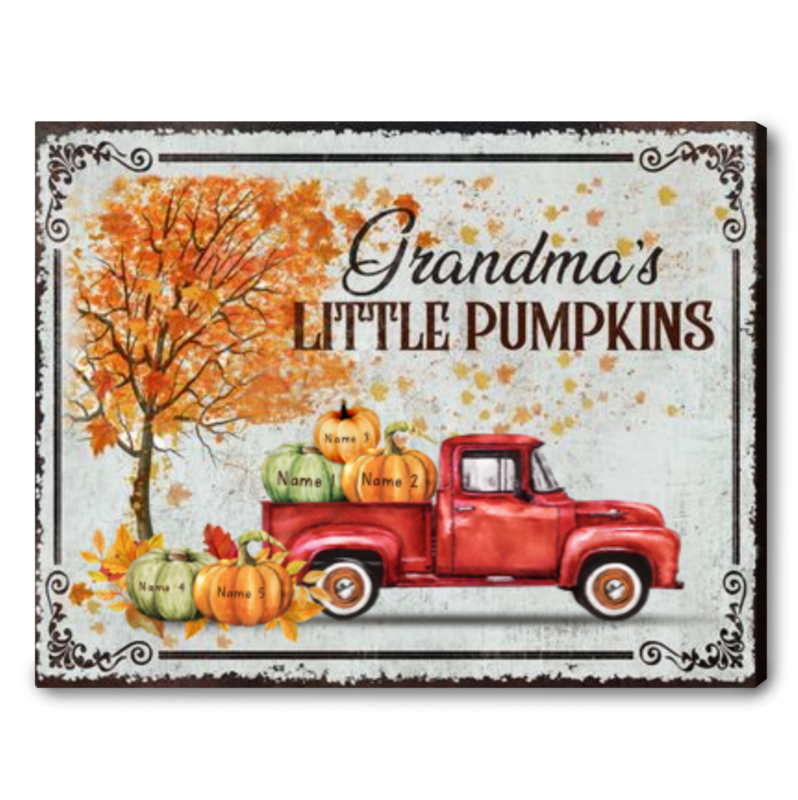 Thoughtful Gift For Grandparents Personalized Name Grandma’s Little Pumpkins - Oh Canvas