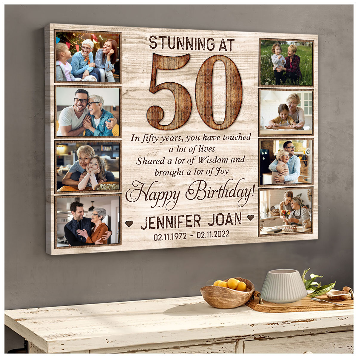 Personalised 50th Birthday Gifts for Her Photo Frame 