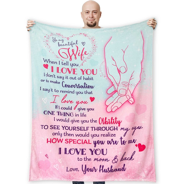 useful wedding gifts for couples that they will love - Cozy 'To My Wife' Blanket
