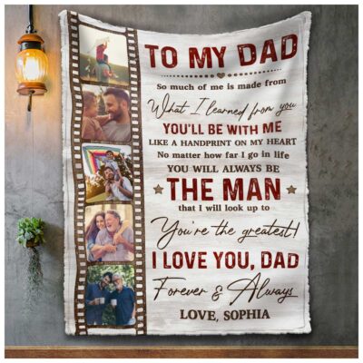 Customized Photo Blanket For Dad Christmas Gift For Dad From Son 01