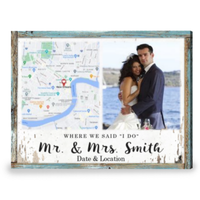 Personalized Gift For Newlywed Marriage Anniversary Gift Map Print Canvas