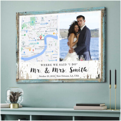 Personalized Gift For Newlywed Marriage Anniversary Gift Map Print Canvas