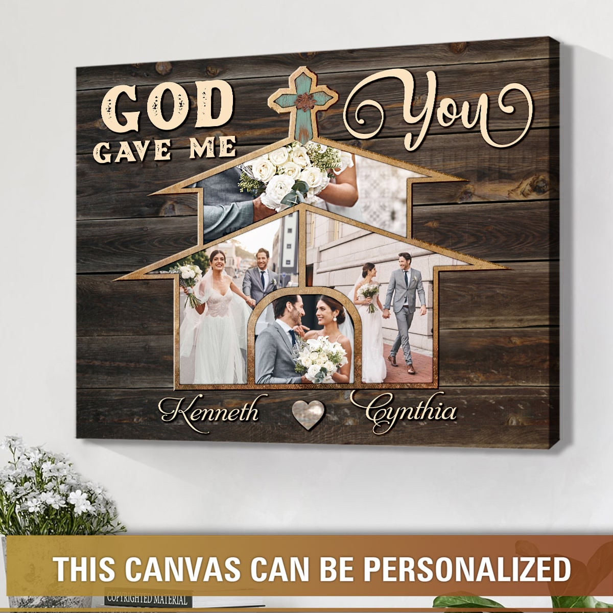 God Gave Me You Photo Personalized Canvas, Husband Wedding Gift