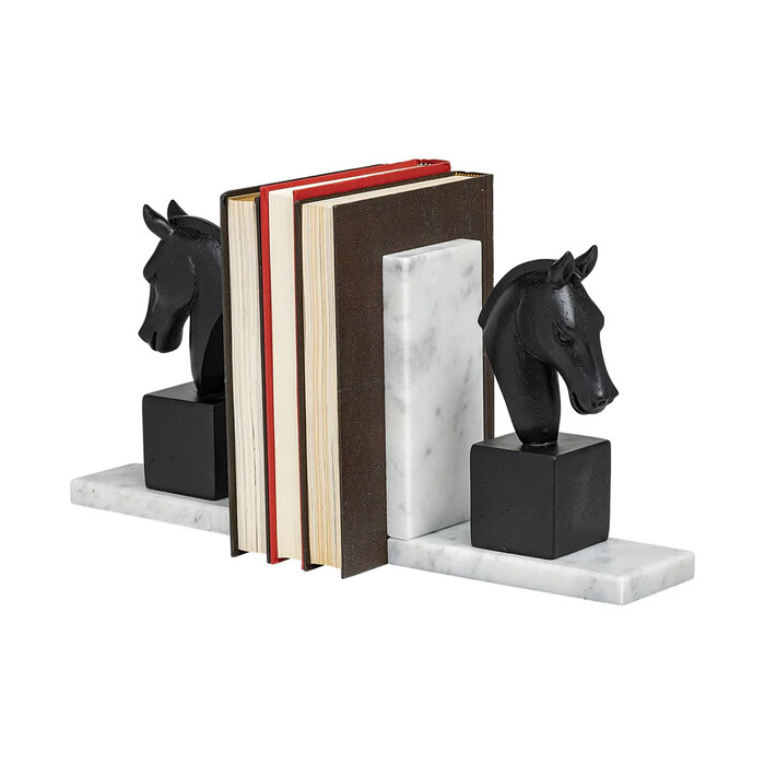 Horse & Marble Bookends
