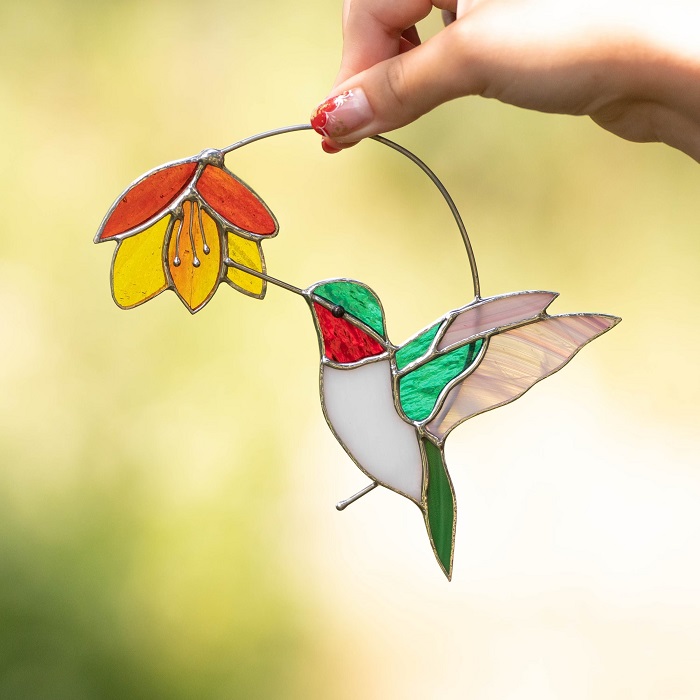 gift ideas for bird lovers - Stained Glass Hummingbird