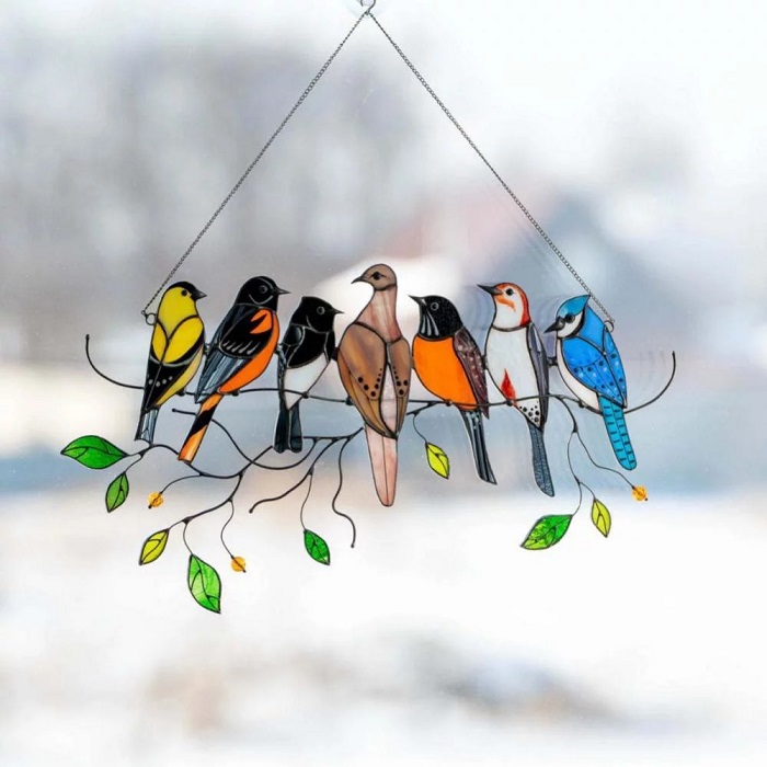 Birds On A Wire-Stained Glass