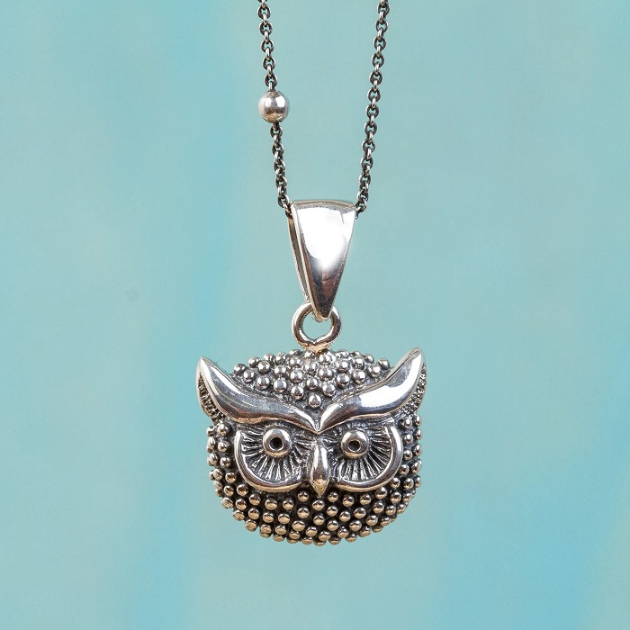 Gift ideas for bird lovers - Silver Owl Necklace