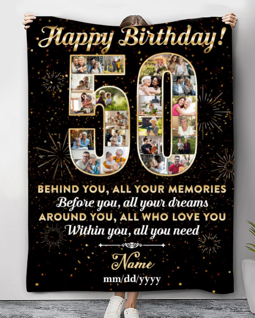 Personalized 50th Birthday Gift Idea Photo Blanket For 50th Birthday