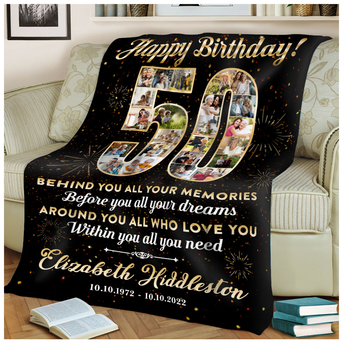 50th Birthday Gifts For Women Blanket 50 X 60, Happy 50th