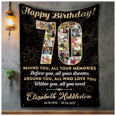 Customized 70th Birthday Gift Idea Photo Blanket For 70th Birthday