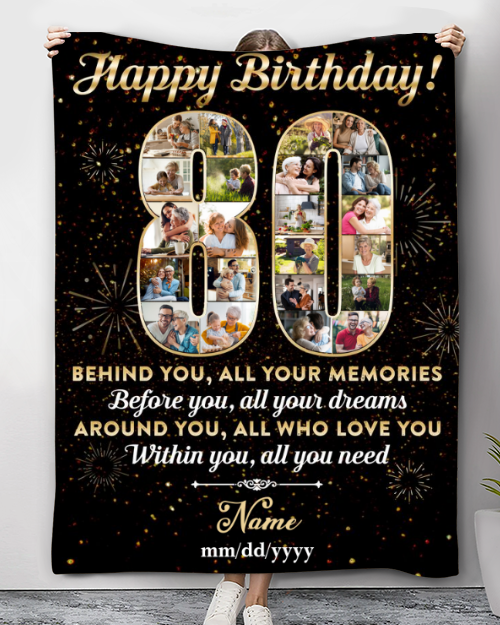 Personalized Photo Collage 80th Birthday Blanket Best 80th Birthday Gift Idea Oh Canvas