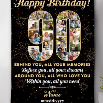 Customized 90th Birthday Gift Idea Photo Blanket For 90th Birthday
