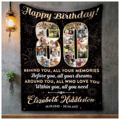 Customized 80th Birthday Gift Idea Photo Blanket For 80th Birthday 01