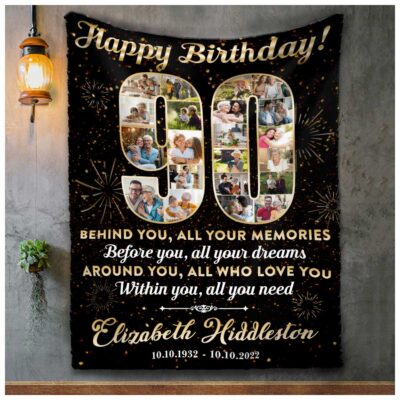 Customized 90th Birthday Gift Idea Photo Blanket For 90th Birthday 01