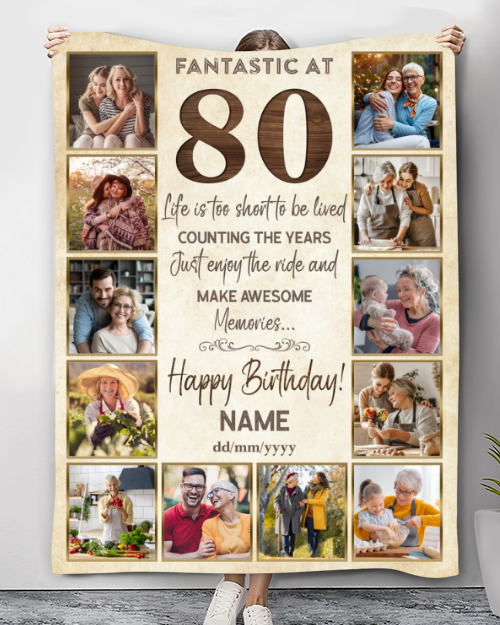Personalized Photo Collage 80th Birthday Unique 80th Birthday Blanket