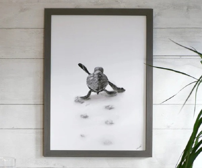 Gifts For Turtle Lovers - Footprint Baby Turtle Art