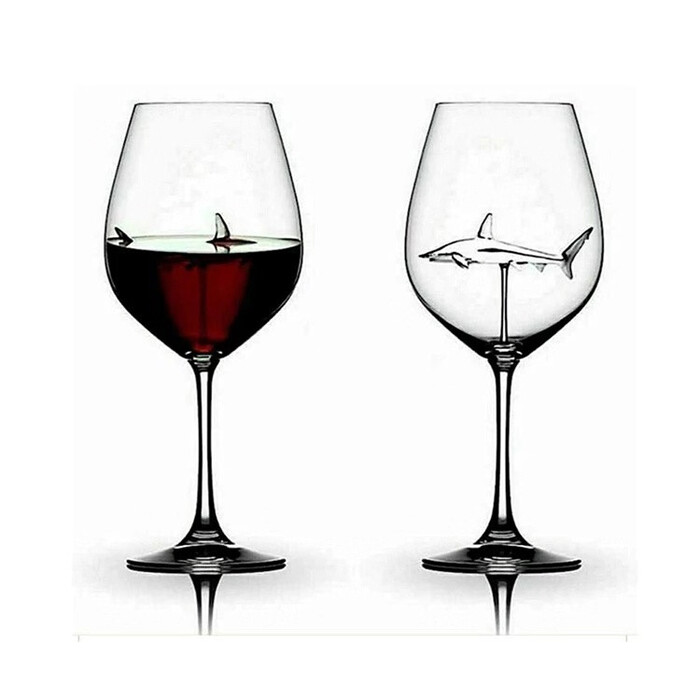 Shark Glass Wine - shark gifts for adults