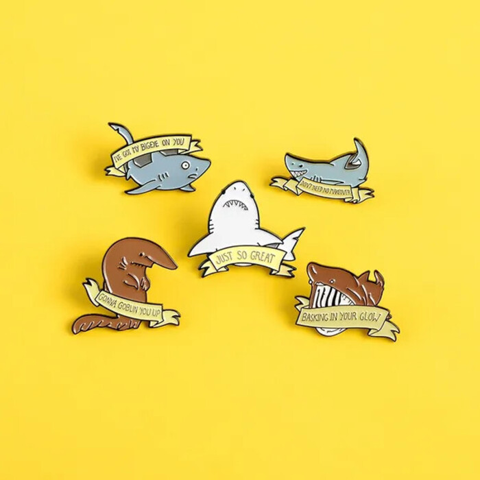 Enamel Pins are funny shark gifts for shark lovers