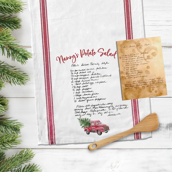Christmas gift ideas for mom - Handwritten Custom Dish Towel
