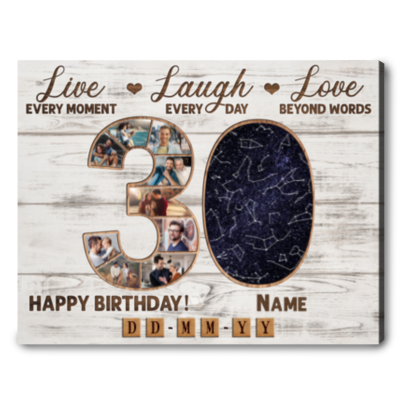 Personalized 30th Birthday Canvas Sentimental Gift For 30th Birthday
