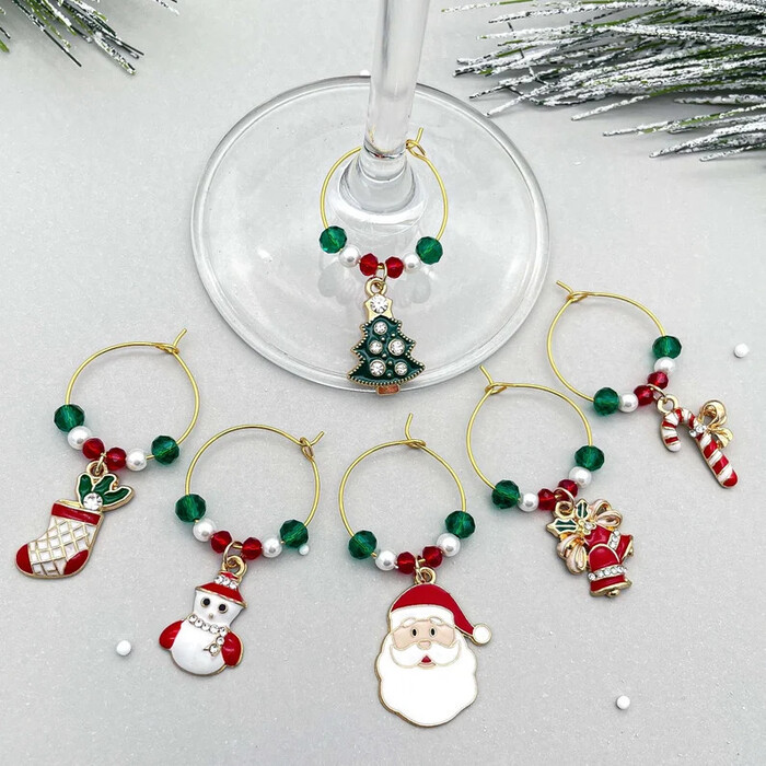 Wine Charms for Christmas - Christmas present for boss