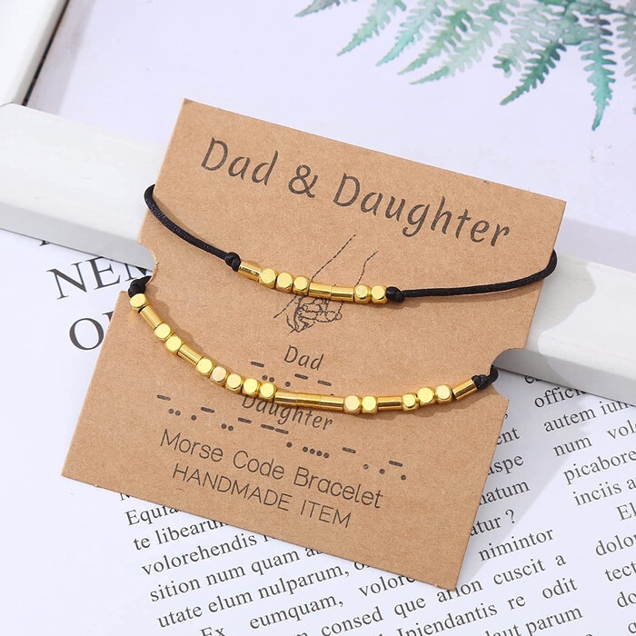 Dad and Daughter Morse Code Bracelets - Christmas gifts for daughter from dad