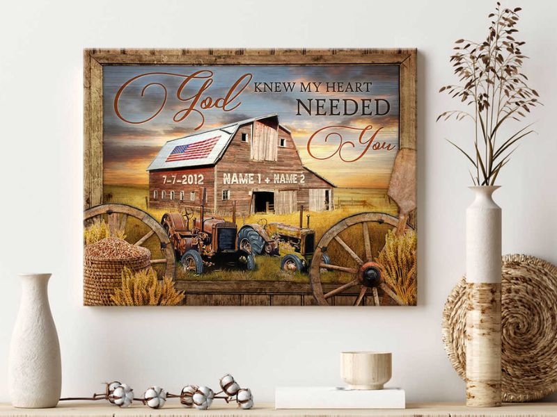 Couple John Deere Tractor And Vintage Us Barn Farmhouse Wall Art