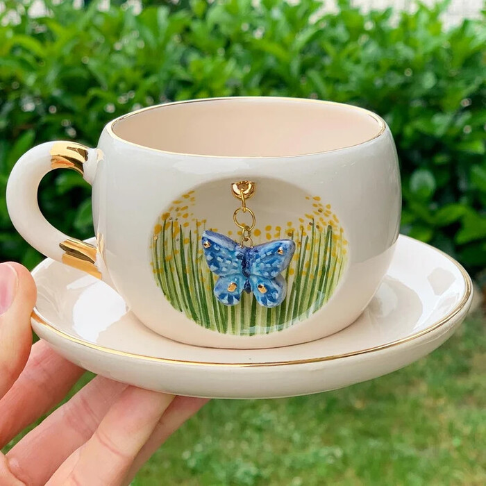 Tea Cup - butterfly gifts for woman