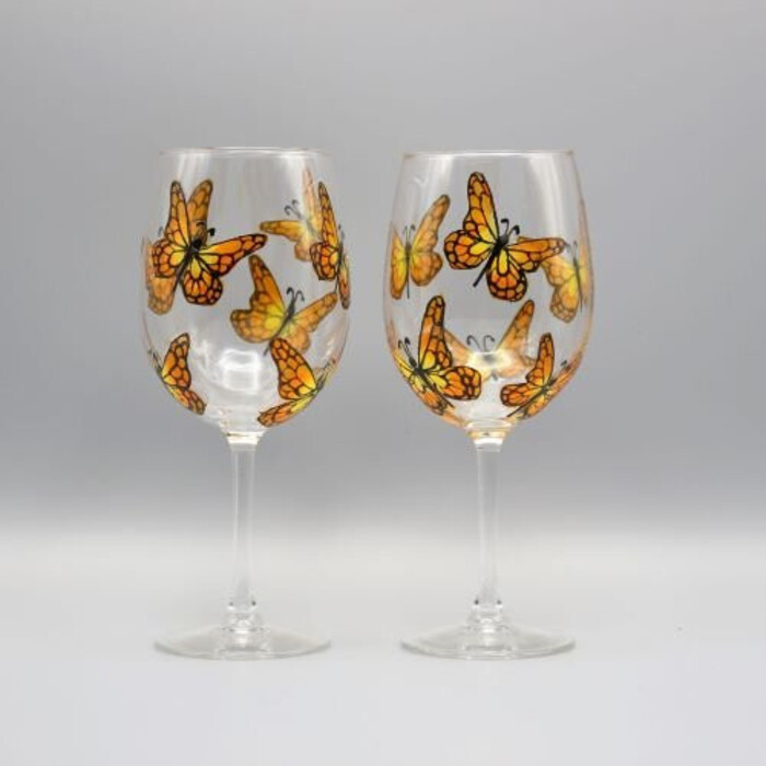 "Butterflies" Wine Glass - butterfly lovers gifts