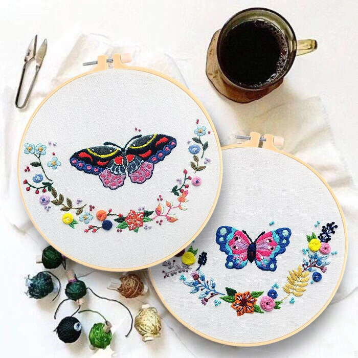 Butterfly Embroidery Kit - butterfly gifts for adults
