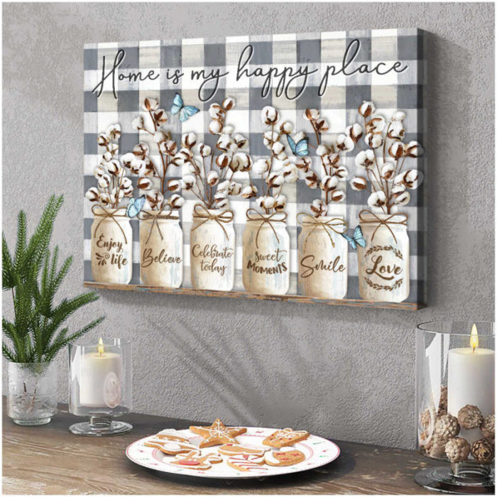 Home Is My Happy Place Wall Art Decor - butterfly gifts for adults