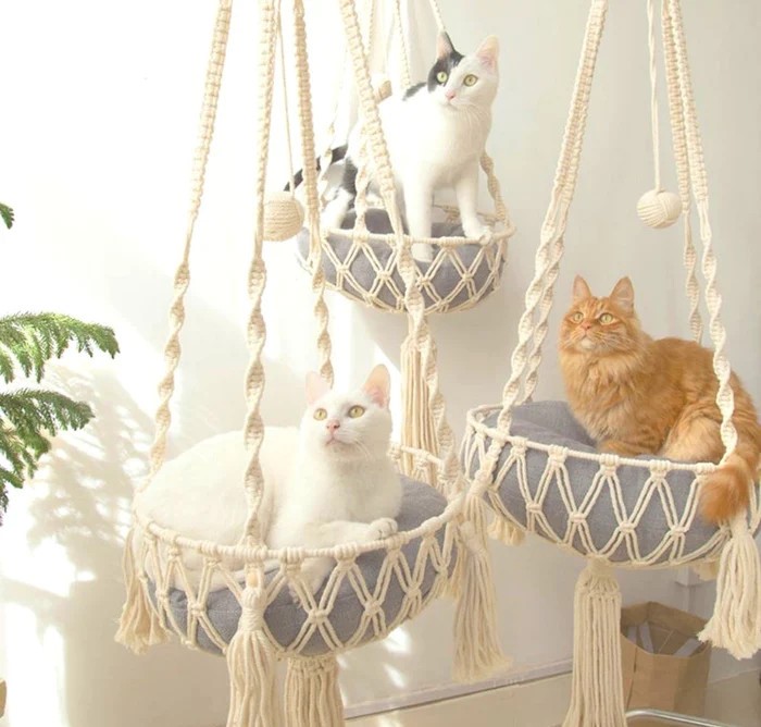 Macrame Cat Hammock - birthday gifts for cat lovers