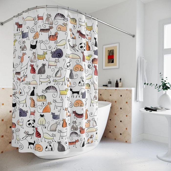 Cat Shower Curtain - Cat Lovers Gifts