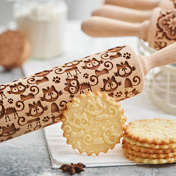 Embossed Rolling Pin - Cat Lovers Gifts