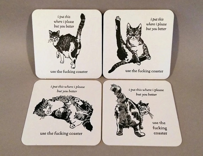 Cat Coasters - funny gifts for cat lover