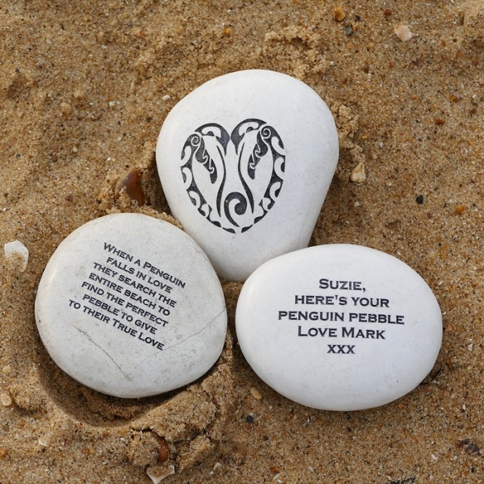 Personalized Penguin Pebble Romantic Boyfriend Birthday Gift for