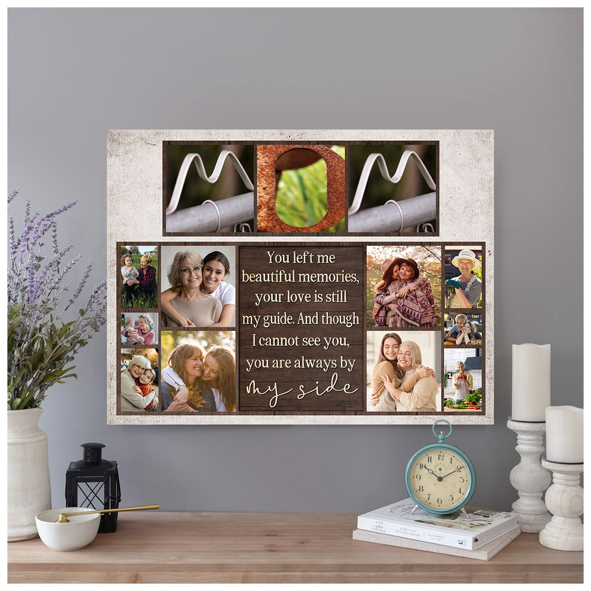 Mom Custom Photo Collage Canvas, Personalized Christmas Gift For