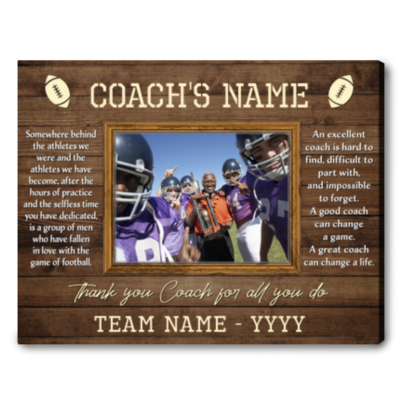 Personalized Gift Idea For Football Coach Thank Coach Canvas Print