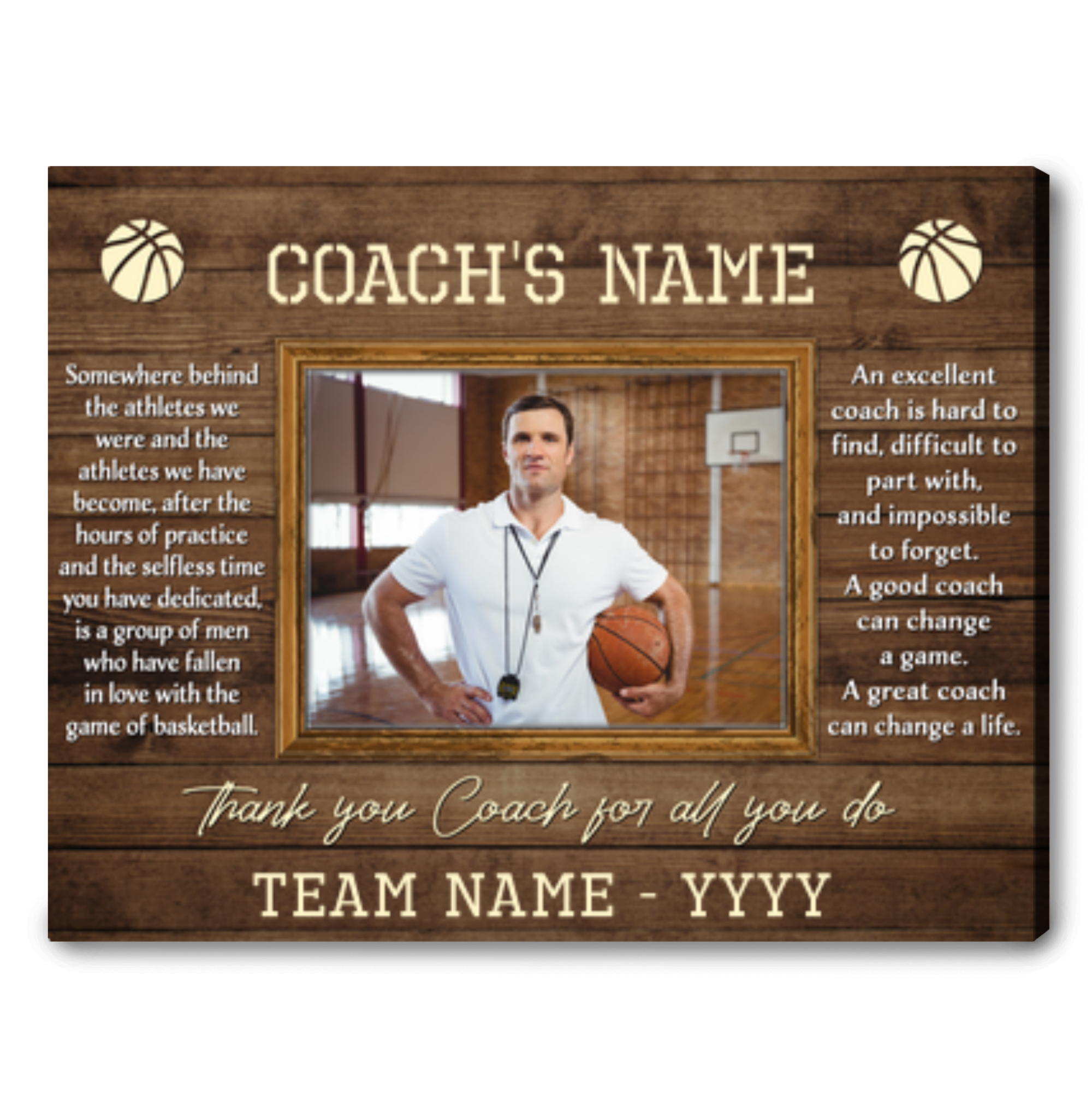 Personalized Gift Idea For Basketball Coach Thank Coach Canvas Print