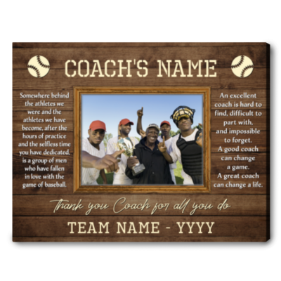 Personalized Gift Idea For Baseball Coach Thank Coach Canvas Print