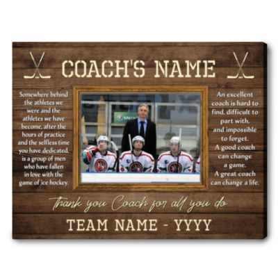 Personalized Gift Idea For Ice Hockey Coach Thank Coach Canvas Print
