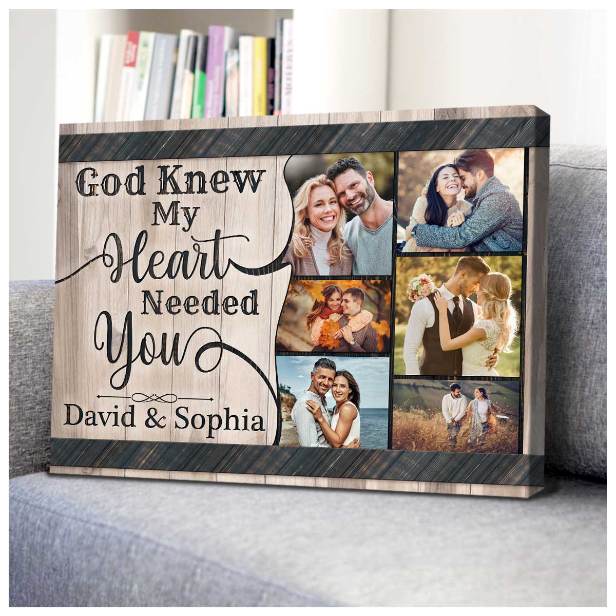 OH CANVAS Personalized Gift For Married Couple, Personalised Canvas Couples  Gifts For Him And Her , God Knew My Heart Needed You Wall Art, Wooden Wall