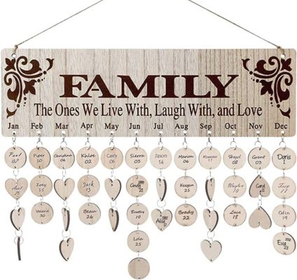 Wooden Family Birthday Plaque Calendar - ideas for Christmas gifts for grandma 