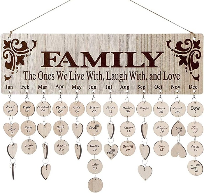 Wooden Family Birthday Plaque Calendar - Ideas For Christmas Gifts For Grandma 